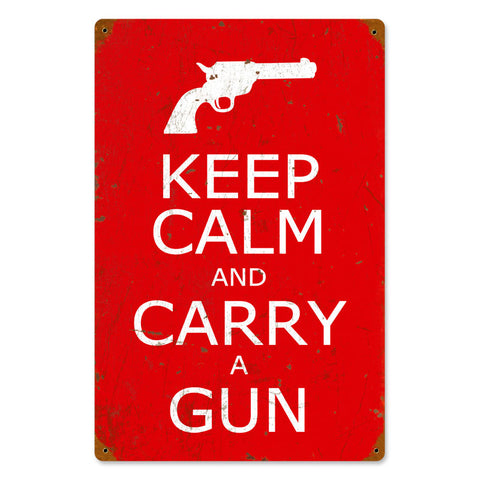 Keep Calm And Carry A Gun Vintage Sign Metal Sign