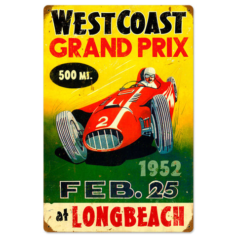 West Coast Grand Prix Vintage Sign Metal Sign