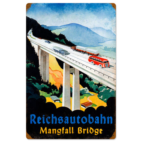 Reichsautobahn Bridge Vintage Sign Metal Sign