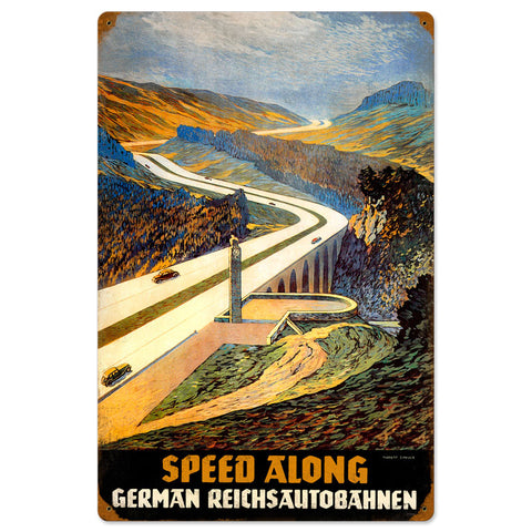 Reichsautobahn Speed Along Vintage Sign Metal Sign