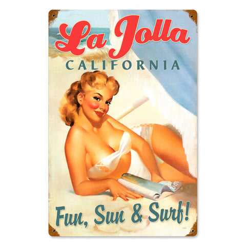 La Jolla Pinup Vintage Sign Metal Sign