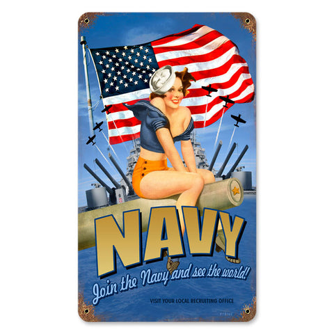 Navy Pinup Vintage Sign Metal Sign