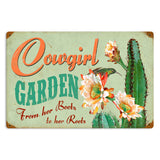 Cowgirl Garden Vintage Sign Metal Sign