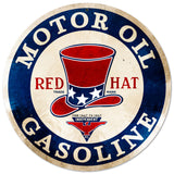 Red Hat Gasoline Vintage Sign Metal Sign