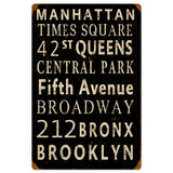 New York Streets Vintage Sign Metal Sign