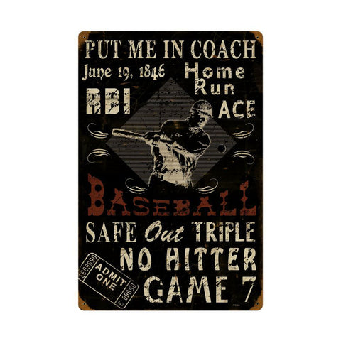 Baseball Vintage Sign Metal Sign