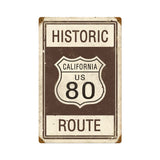 Historic Route 80 Vintage Sign Metal Sign