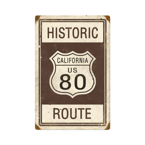 Historic Route 80 Vintage Sign Metal Sign