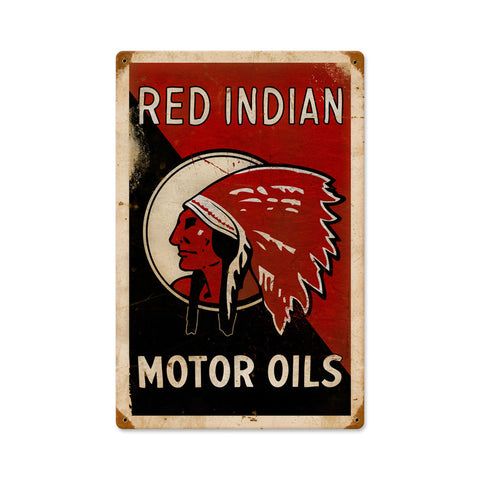 Red Indian Oil Vintage Sign Metal Sign