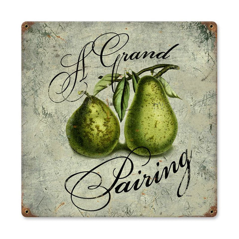 Pear Pairing Vintage Sign Metal Sign