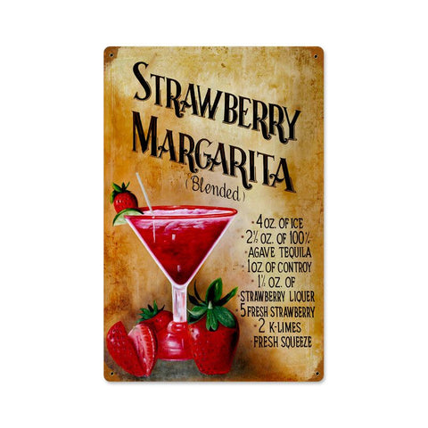 Strawberry Margaritia Vintage Sign Metal Sign