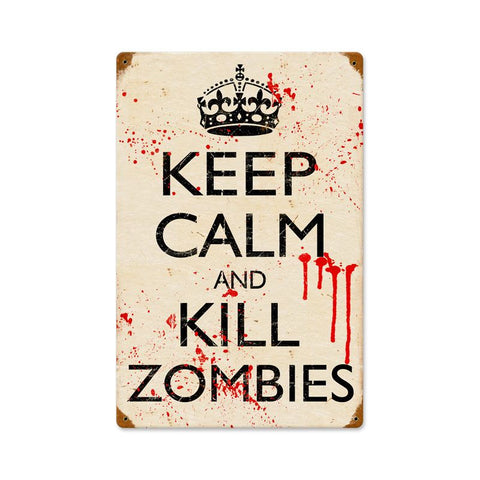 Kill Zombies Vintage Sign Metal Sign