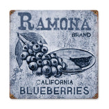 Ramona Blueberries Vintage Sign Metal Sign