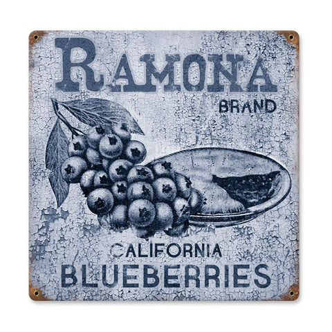 Ramona Blueberries Vintage Sign Metal Sign