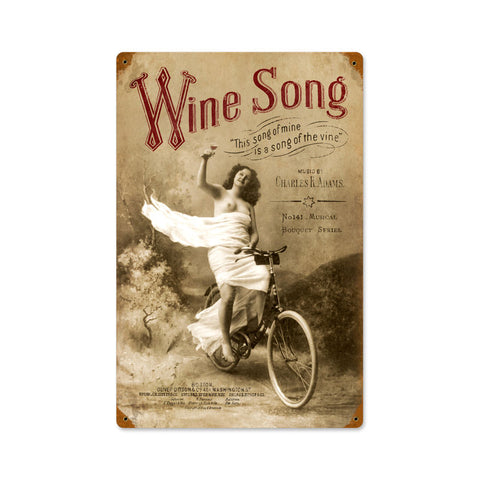 Wine Song Vintage Sign Metal Sign