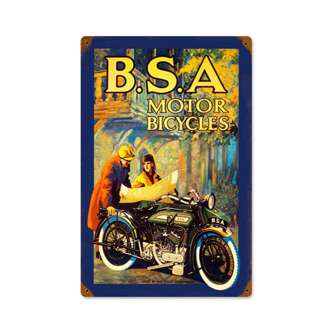 Bsa Motorcycles Vintage Sign Metal Sign