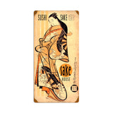 Sushi Sake Lady Vintage Sign Metal Sign