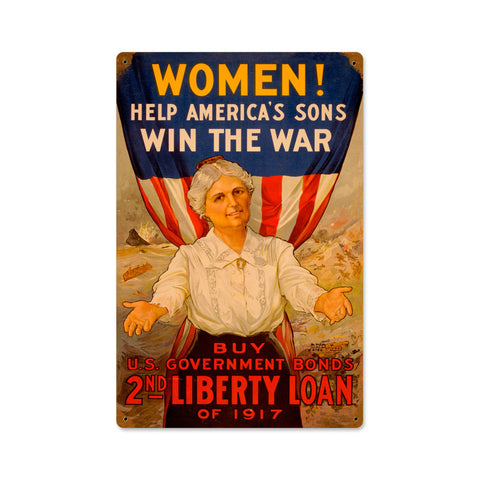 Women Win War Vintage Sign Metal Sign