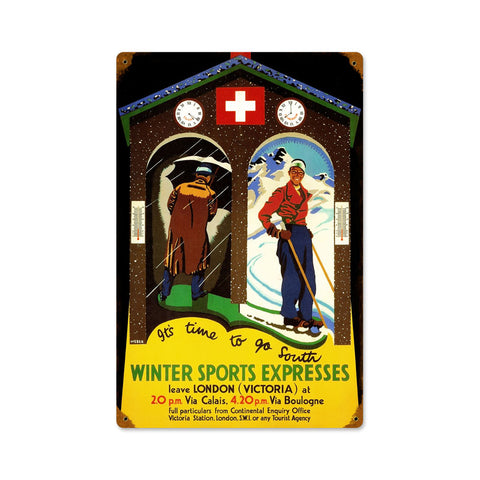 Winter Sports Express Vintage Sign Metal Sign