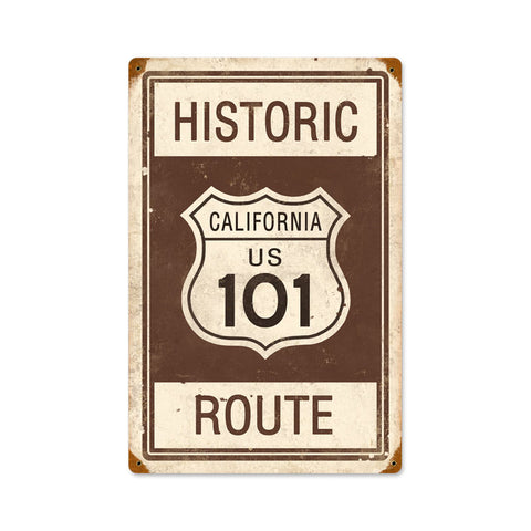 Historic Route 101 Vintage Sign Metal Sign
