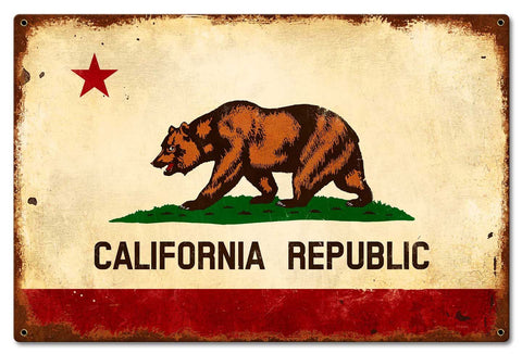 California Flag Vintage Sign Metal Sign
