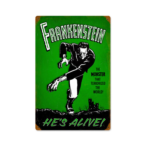 Frankenstein Alive Vintage Sign Metal Sign