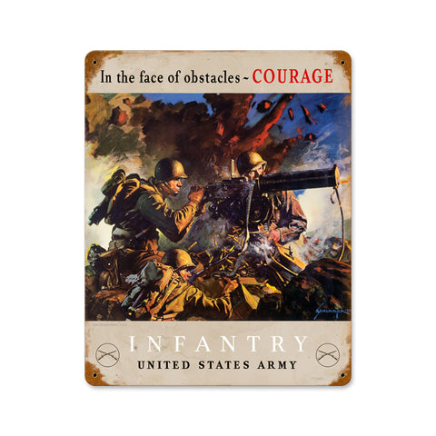 Infantry Courage Vintage Sign Metal Sign