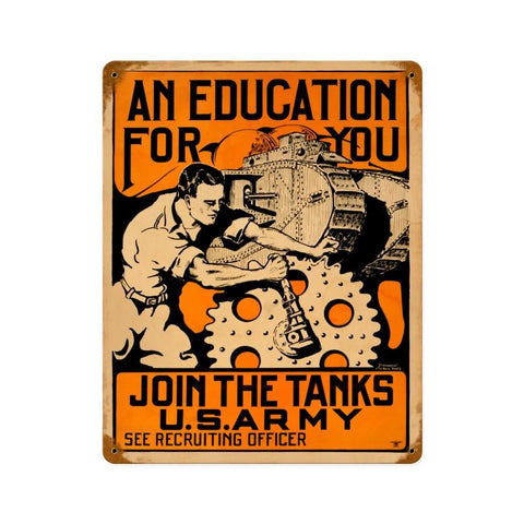 Tanks Education Vintage Sign Metal Sign