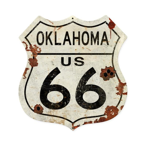 Oklahoma US 66 Shield Vintage Plasma Vintage Sign Metal Sign