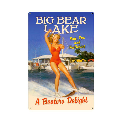 Frolicking Big Bear Lake Vintage Sign Metal Sign