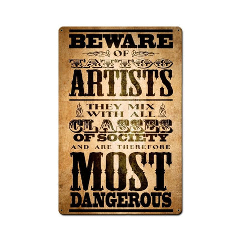 Beware Tattoo Artist Vintage Sign Metal Sign