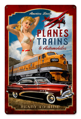 Planes Trains Automobiles Vintage Sign Metal Sign