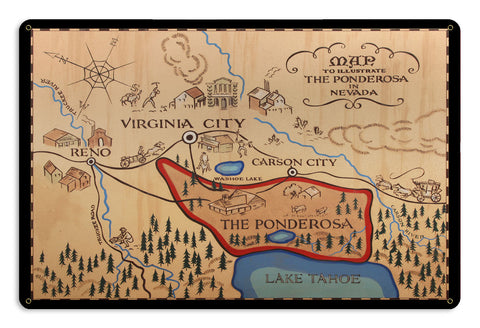 Ponderosa Map Vintage Sign Metal Sign