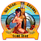 Beer Bottle Lime Girl Half Moon Vintage Sign Metal Sign