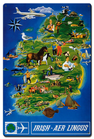 Irish Aer Lingus Vintage Sign Metal Sign