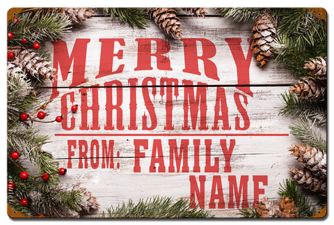 Merry Christmas From Family  Sign Vintage Sign - Personalized Metal Sign