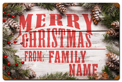 Merry-Christmas-From-Family--Sign-Vintage-Sign---Personalized-Metal-Sign
