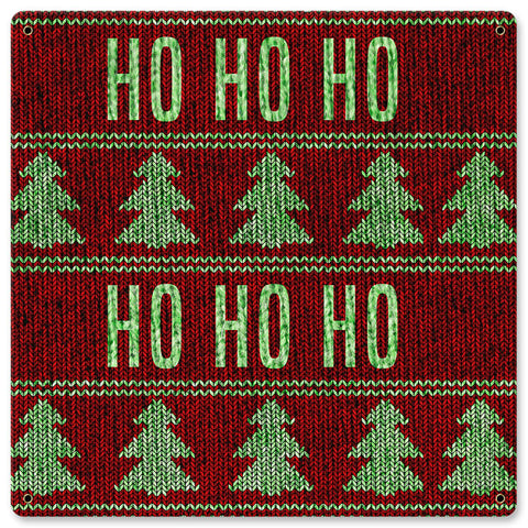 Christmas Sweater Ho Ho Ho Vintage Sign Metal Sign