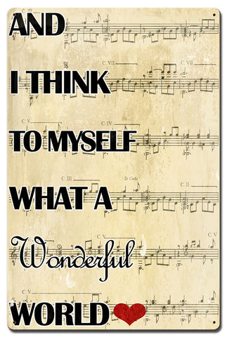 What A Wonderful World Lyrics Vintage Sign Metal Sign
