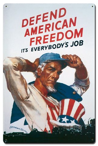 Defend American Freedom Vintage Sign Metal Sign