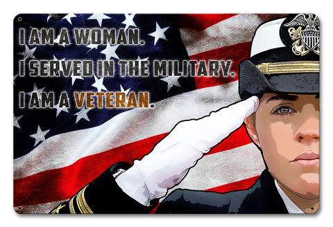 Women Veteran Navy Metal Sign