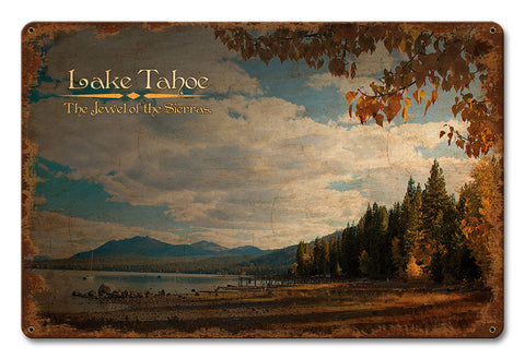 Lake Tahoe Jewel of the Sierras Metal Sign