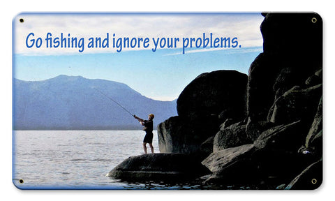 Go Fishing Metal Sign
