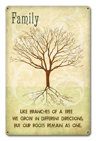 Family Like Branches Vintage Sign Metal Sign