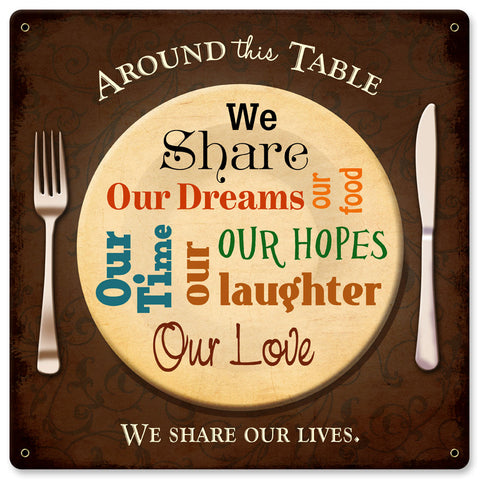 Around This Table Vintage Sign Metal Sign