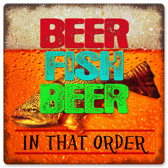 Beer Fish Beer In That Order Vintage Sign Metal Sign
