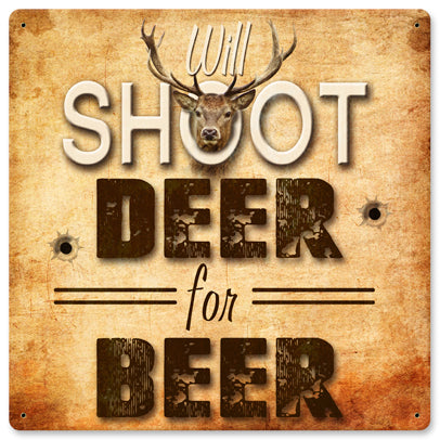 Deer For Beer Vintage Sign Metal Sign