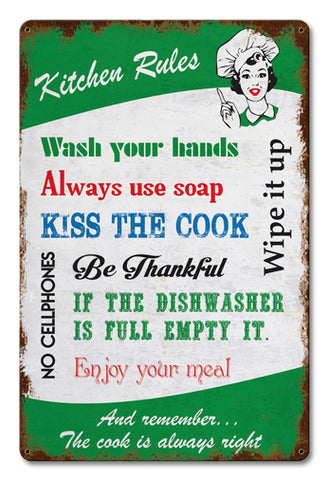 Kitchen Rules Vintage Sign Metal Sign