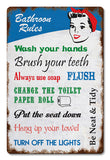 Bathroom Rules Vintage Sign Metal Sign