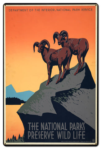 National Parks Preserve Wilderness Vintage Sign Metal Sign